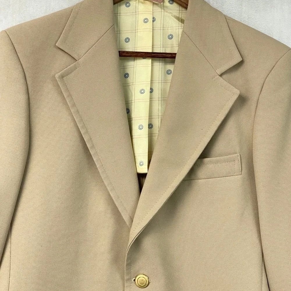 Vintage Sears The Classic Collection Blazer Mens 38 Tan Gold Button 70s Disco